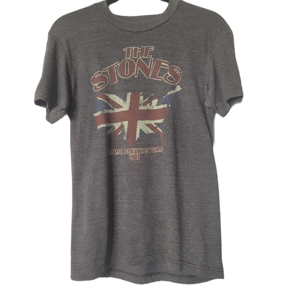 Rolling Stones North American Tour 1981 Graphic Tee Shirt Size Small Grey - Picture 1 of 3